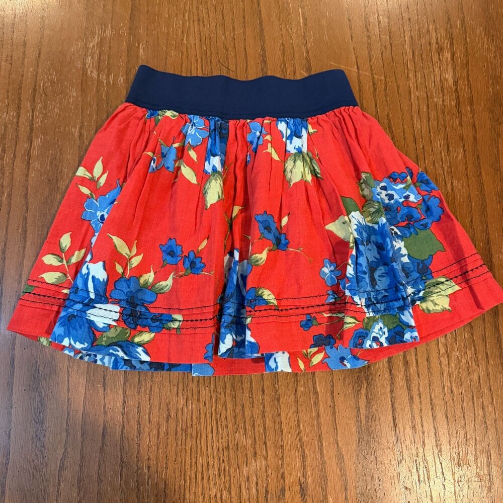 Abercrombie & Fitch XS Red Blue Floral Cotton Mini Skirt Y2K Preppy